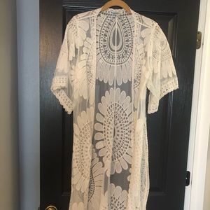 Ivory Lace cardigan. Size medium.